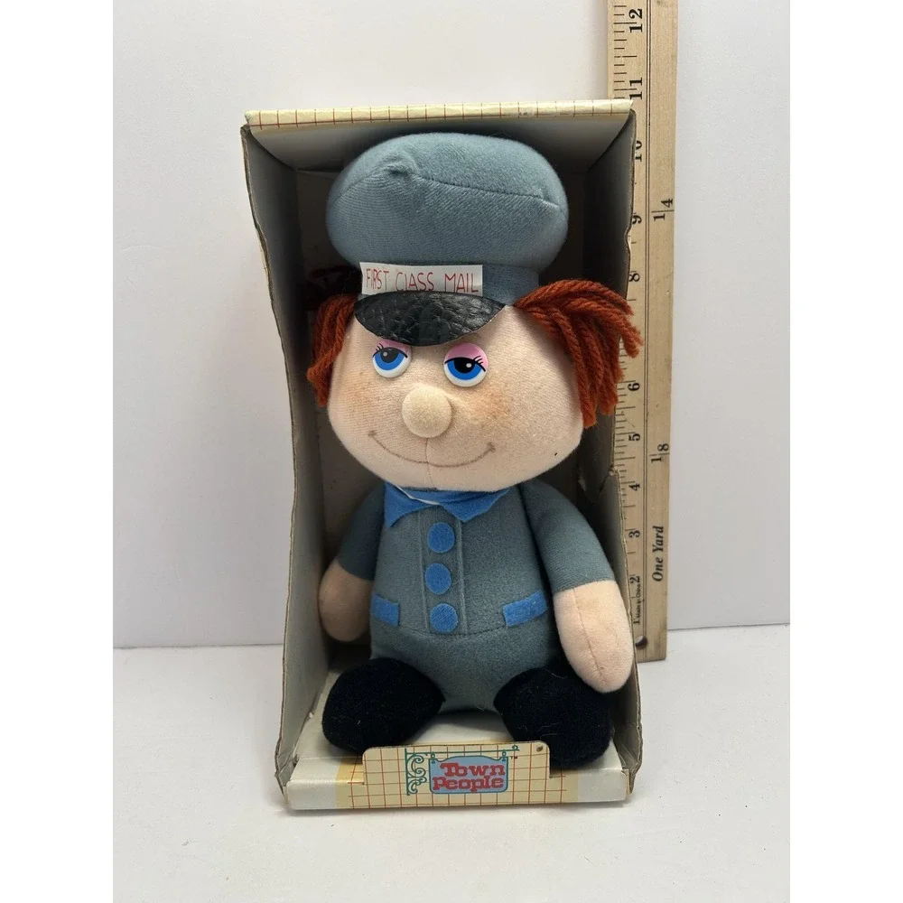 Vintage 1985 Well-Made Town People Mailman Plush Doll Small Stuffed Toy In Box